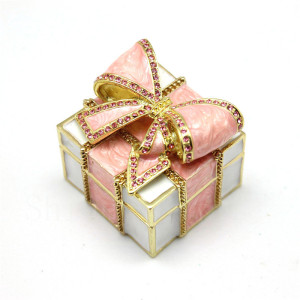 日韩外贸小礼品珐琅工艺方形蝴蝶结装饰盒情人节礼品饰品收纳盒_阿里