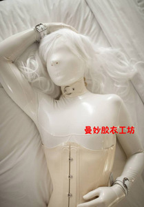 经典白色 乳胶衣 全包 胶衣 连体伪娘 乳胶紧身衣定做 3d胸部裁剪