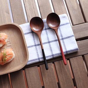 日式木勺子情侣勺子套装 原木环保勺子木饭勺汤勺大 手工实木餐具