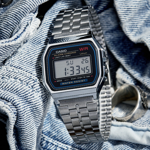 卡西欧手表男女小方块复古电子表casio小银块方表a158w/a168/f91w