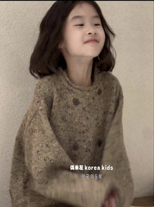 韩国中大女童毛衣儿童慵懒风上衣2024春秋装新款韩版针织开衫线衣