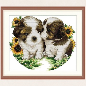 自己绣的钻石绣狗狗十字绣可爱两只小狗新款情侣狗客厅爱情简单款