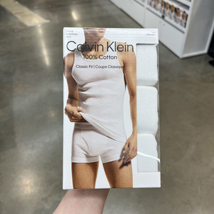 CK Calvin Klein男士圆领背心打底衫休闲纯棉舒适透气简约3件装