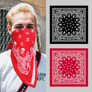 嘻哈hiphop街舞bboy头巾冰丝透气潮流骷髅腰果花方巾机车蒙面围巾