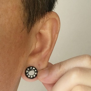 穿刺饰品水钻耳扩耳器滑轮耳环钛钢扩孔器防敏网红潮人日韩纹身师