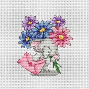 十字绣卡通大象