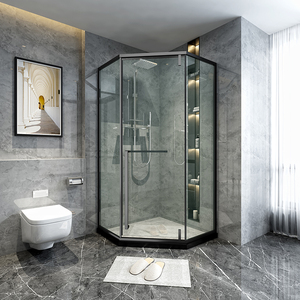 极简黑色钻石形淋浴房干湿分离卫生间厕所平开门玻璃隔断家用防爆