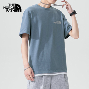 授权北面联名纯棉男士短袖t恤夏季白色半袖内搭纯色体恤打底衫