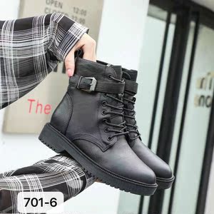 南王女鞋2020新款马丁靴女英伦风高帮小皮鞋时尚机车靴子系带短靴