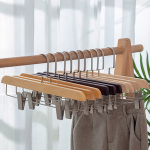 实木裤架家用无痕收纳挂衣柜服装店衣架专用架子西裤夹子木质裤夹