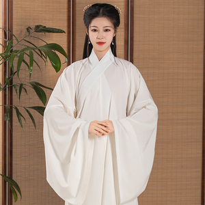 现货三翎汉服男女里衣广袖长衫交领道袍白色中衣内搭古装冬季加厚
