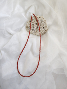 复古风2.5mm极细天然小米珠南红玛瑙项链女本命年红色时尚锁骨链