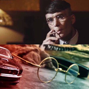 控阁浴血黑帮电影汤米谢尔比同款平光眼镜无鼻托轻便水晶石太子镜