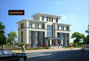 053厂区三层办公楼建筑设计方案及cad平立剖建筑施工图,建筑资料