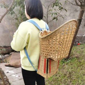 背小孩竹编背篓儿童背篼背娃娃婴儿传统老式凉背筐男女通用结实