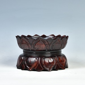 神像底座观音莲花底座圆形实木雕菩萨佛像底座 奇石莲花台佛底座