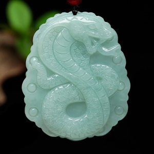 翡翠生肖蛇吊坠正品缅甸a货冰糯种男女款十二灵蛇大款挂件玉石坠