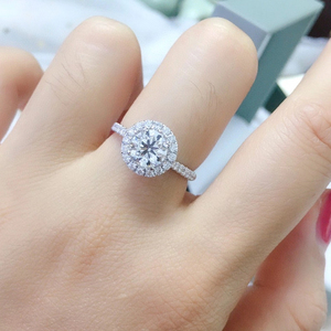 实验室培育钻石 18k白金经典围一圈钻蛋糕戒指 克拉婚戒显钻女戒