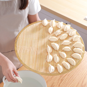 放饺子的簸箕饺子托盘家用饺子帘 盖帘放饺子的篦子饺子盘竹编
