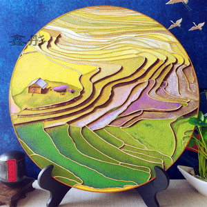 掐丝珐琅景泰蓝工艺画材料套装金丝彩砂装饰画手工视频diy田野