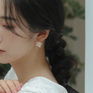 cecilialin天然珍珠14k包金气质耳环超仙女时尚通勤盘蚊香耳夹