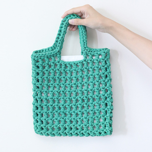 镂空花样布条线手挽包 手工钩针diy编织 奇织妙想编织大课堂