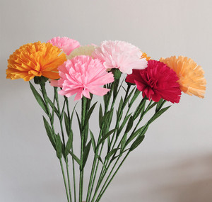 皱纹纸康乃馨单支成品手工定制仿真纸艺花教师母亲三八节礼物成品