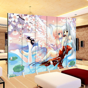 000人付款淘宝日式卡通动漫二次元屏风卧室遮挡神器移动折叠网红直播