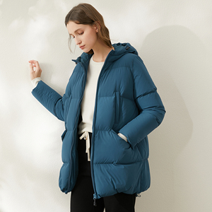 90绒蓬松度18 蓝色外套时尚亮色显瘦中长款女神范保暖舒适羽绒服