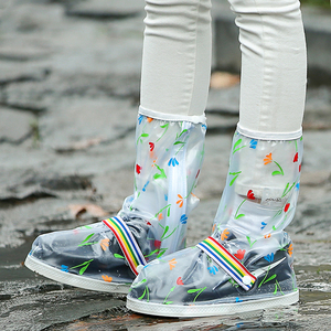 雨易思 女士高筒防水鞋套 加厚耐磨雨天鞋子防湿防雨鞋套 带绑带