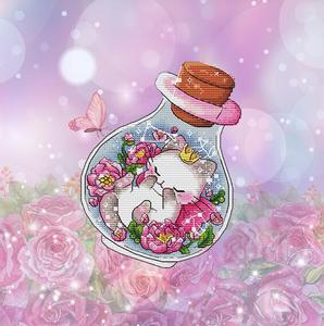 【dmc r线套件】印花 十字绣 绚彩 订制 瓶中小猫 全套