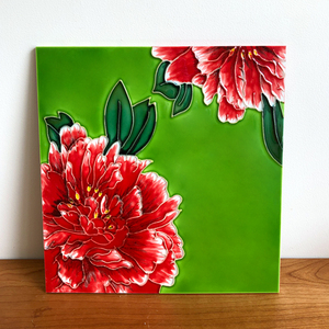 立体浮雕版画手绘陶瓷板画无框画挂画立画方形茶杯垫餐垫摆台挂件