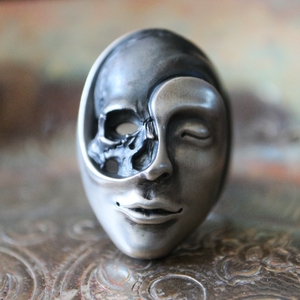 铁头的店 dual flow 阴阳相生面具戒指 925银指环 万物相生特别款