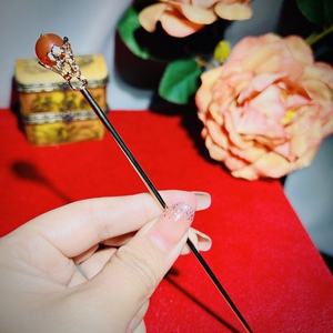 豆发簪头饰红豆红果果点缀发钗复古簪子可爱古风发饰u钗子18人付款16