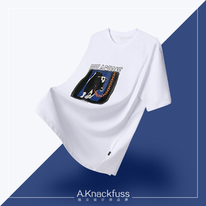 aknackfuss 设计师品牌 一头奶牛 夏季新款个性图案宽松圆领t恤男
