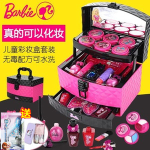 芭比儿童化妆品小女孩手提箱玩具公主彩妆盒套装娃娃生日新年礼物