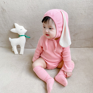 2022ins韩国童装 婴儿衣服秋装可爱兔子连体衣三件套网红女宝外穿