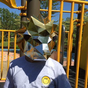 创意纸模diy刺猬头套立体折纸动物网红面具男女全脸派对化装舞会