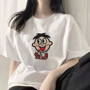 精神小伙旺仔牛奶卡通短袖t恤男240g重磅宽松版潮休闲基础款半袖