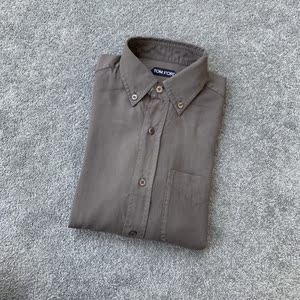 聚鹏名品 tf灰咖色扣领衬衫