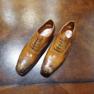 聚鹏名品 silvano lattanzi 朗丹泽浅棕色布洛克牛津鞋