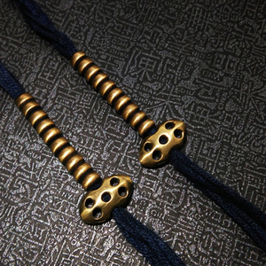 黄铜五眼六通计数器记子头文玩配饰 计数器三通文玩