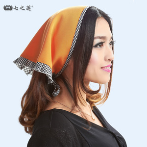 七之莲厨房家用餐厅服务员防污三角头巾工作服包头帽女店员9226