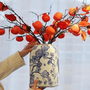 新中式青花瓷陶瓷花瓶高级感客厅水培插花瓶桌面装饰品梅花储物罐