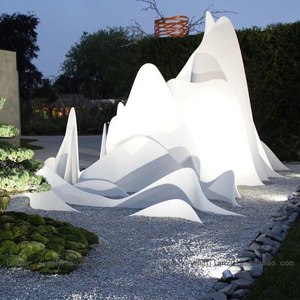 现代极简时尚创意艺术白色假山雪山园林景观枯山水景喷泉水池装置