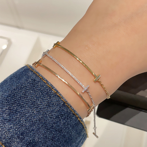 欧洲代购 tiffany/蒂芙尼微笑手链 18k玫瑰金 镶钻 笑脸女士手环