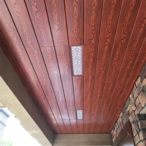 集成吊顶木纹铝扣板 美式地中海阳台过道厨房长条扣板北美红木