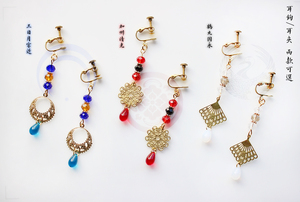 猫井家独家原创刀剑乱舞角色衍生耳环 三日月宗近/加州清光/鹤丸