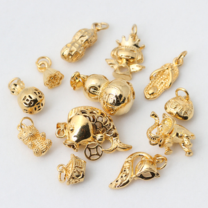 铜真空镀金24k小吊坠挂件 大象狐狸元宝 diy手链项链金属饰品配件