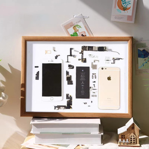手机拆解装裱相框中空立体拆机标本收藏零件展示画框挂墙实木a4A3